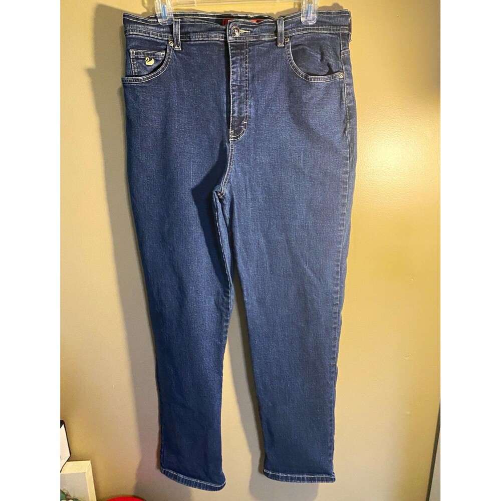 Gloria Vanderbilt Dark Wash Straight Leg Jeans Size 14 Blue Denim Stretch